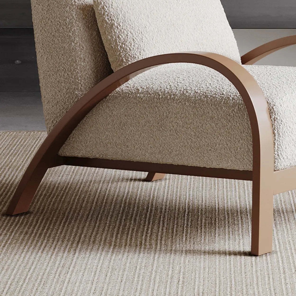 Mid-Century Beige Armrest Accent Chair with Pillow