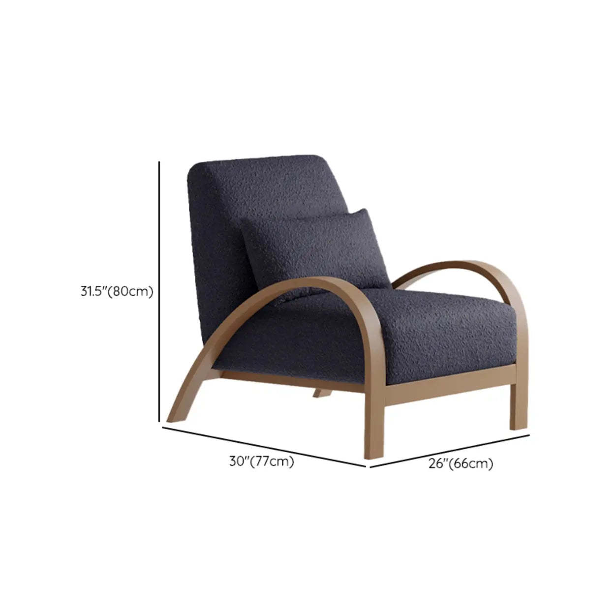 Mid-Century Beige Armrest Accent Chair with Pillow