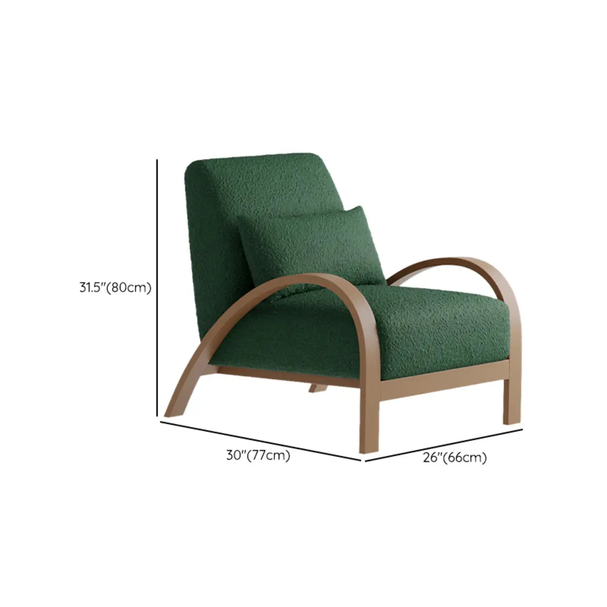 Mid-Century Beige Armrest Accent Chair with Pillow
