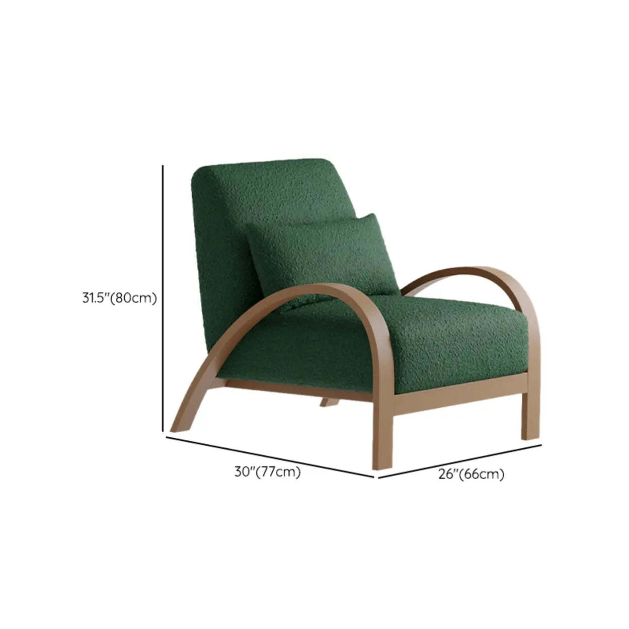 Mid-Century Beige Armrest Accent Chair with Pillow