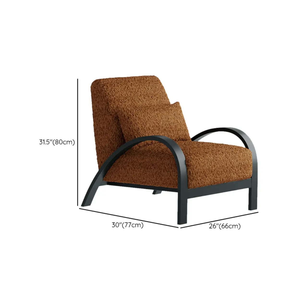 Mid-Century Beige Armrest Accent Chair with Pillow