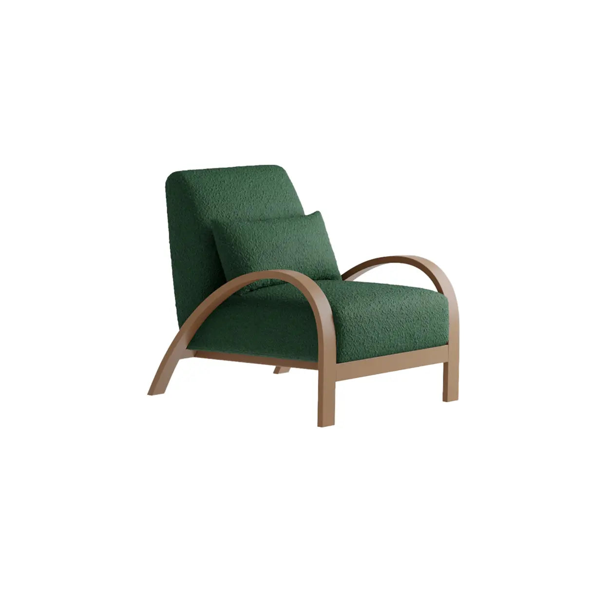 Mid-Century Beige Armrest Accent Chair with Pillow — Sherpa / Khaki