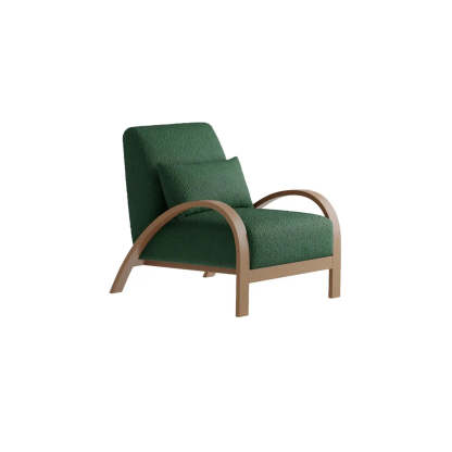 Mid-Century Beige Armrest Accent Chair with Pillow — Sherpa / Khaki