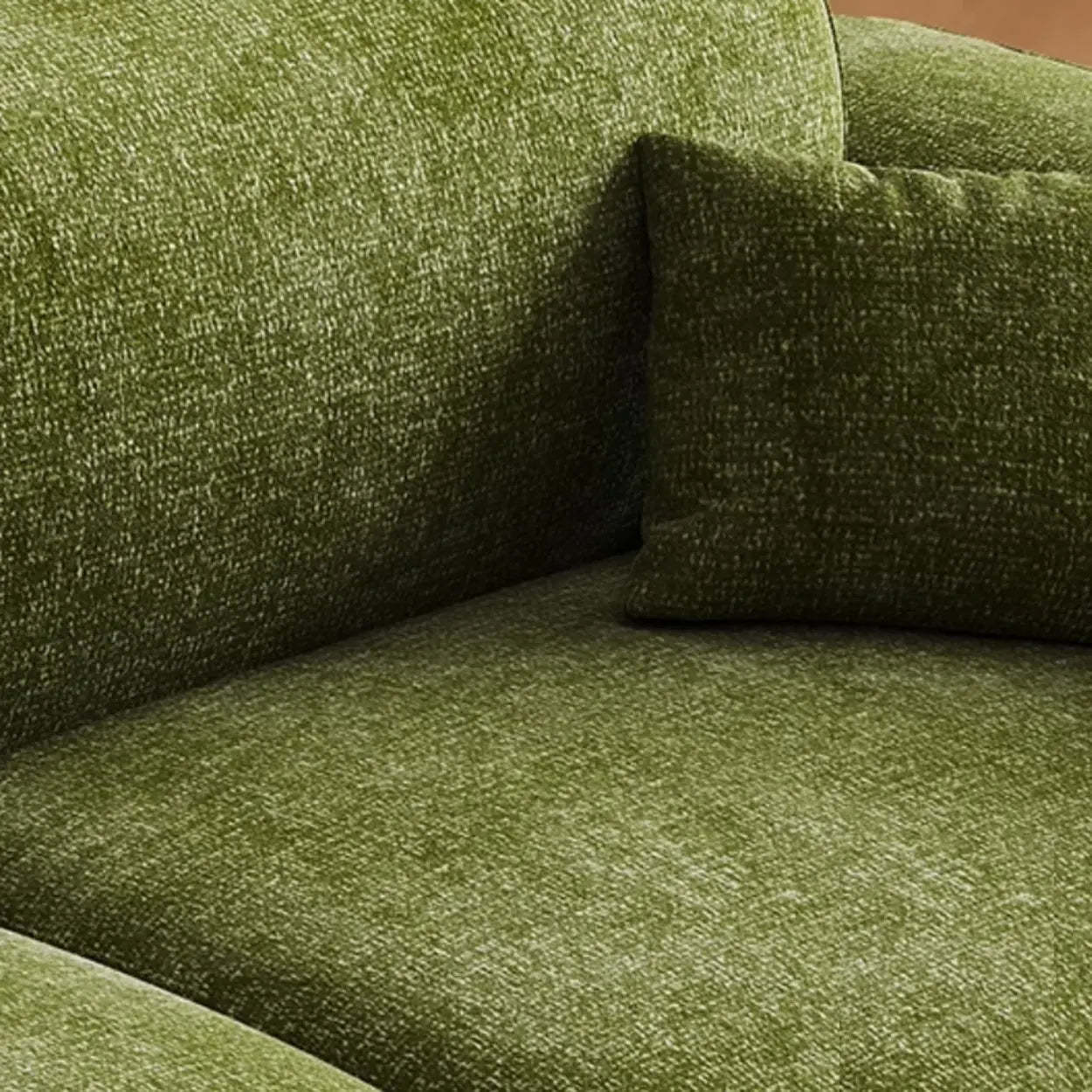 Mid-Century Olive Green Chenille Plush Sofa — Sponge