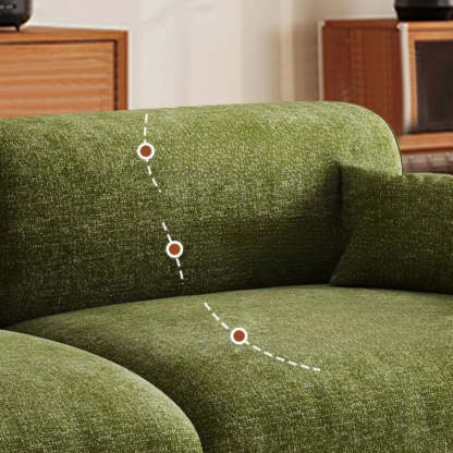 Mid-Century Olive Green Chenille Plush Sofa — Latex