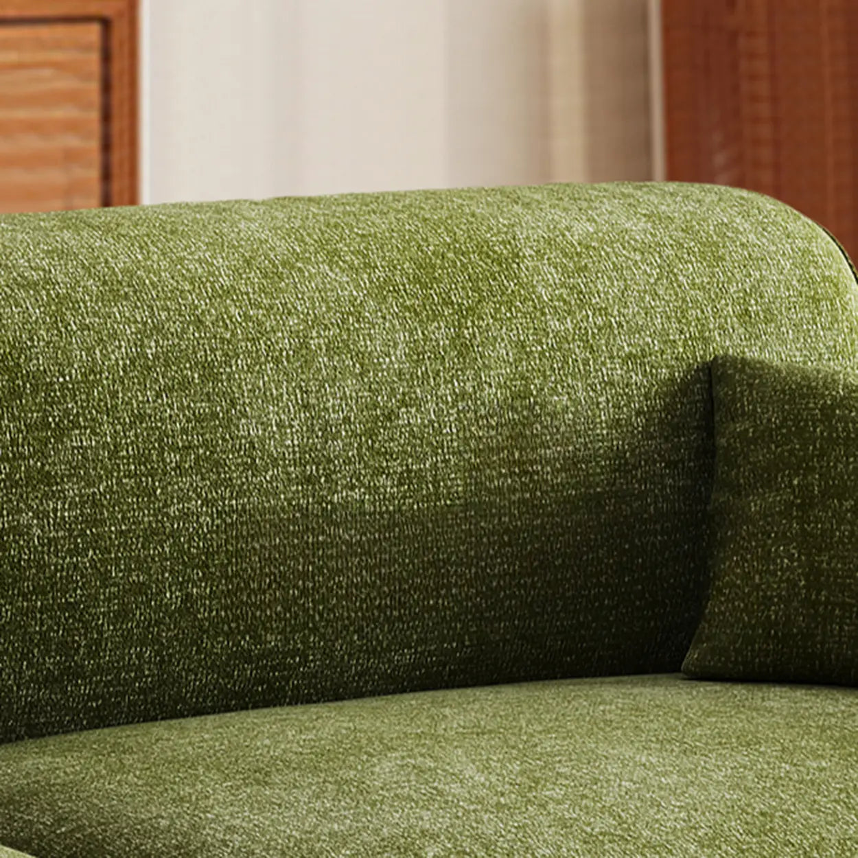 Mid-Century Olive Green Chenille Plush Sofa — Sponge