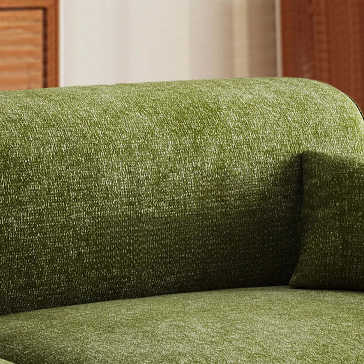Mid-Century Olive Green Chenille Plush Sofa — Sponge