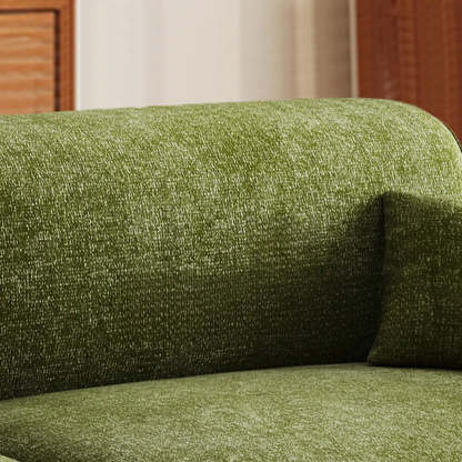 Mid-Century Olive Green Chenille Plush Sofa — Sponge