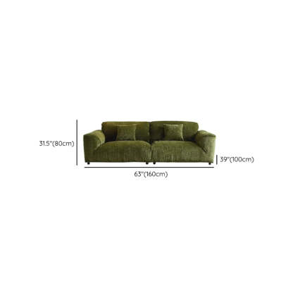 Mid-Century Olive Green Chenille Plush Sofa — Latex