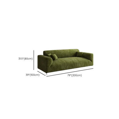 Mid-Century Olive Green Chenille Plush Sofa — Sponge