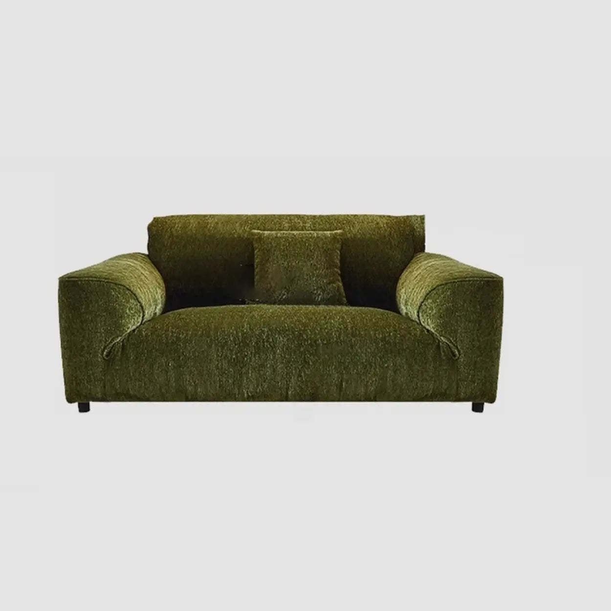 Mid-Century Olive Green Chenille Plush Sofa — Sponge