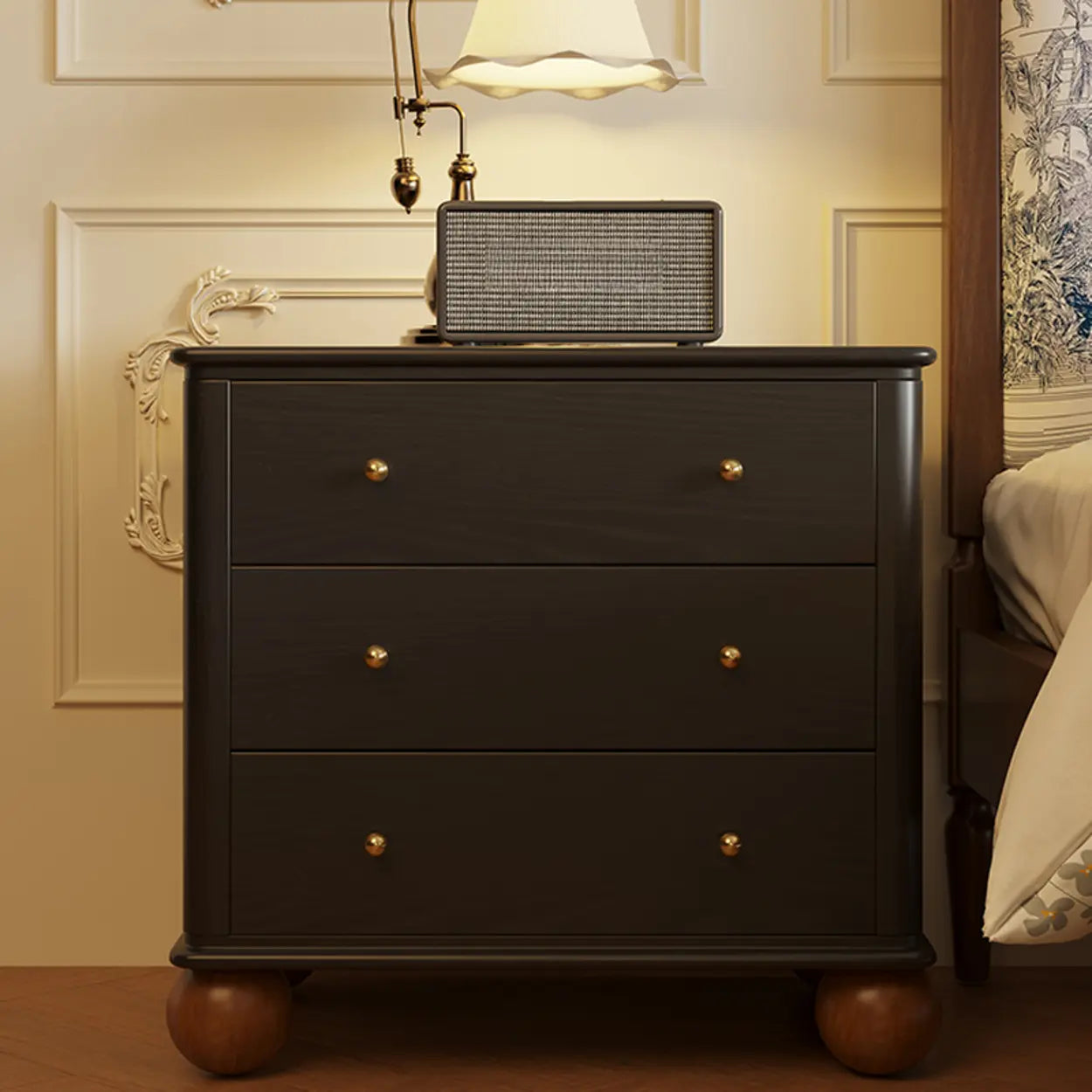 Lighom modern drawers black nightstands