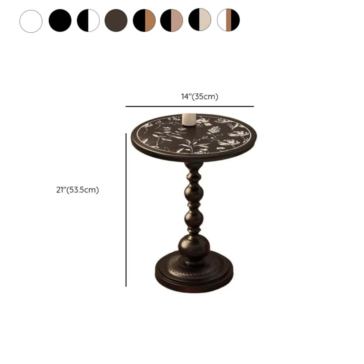Mid-Century Modern Black Wood Pedestal Side Table
