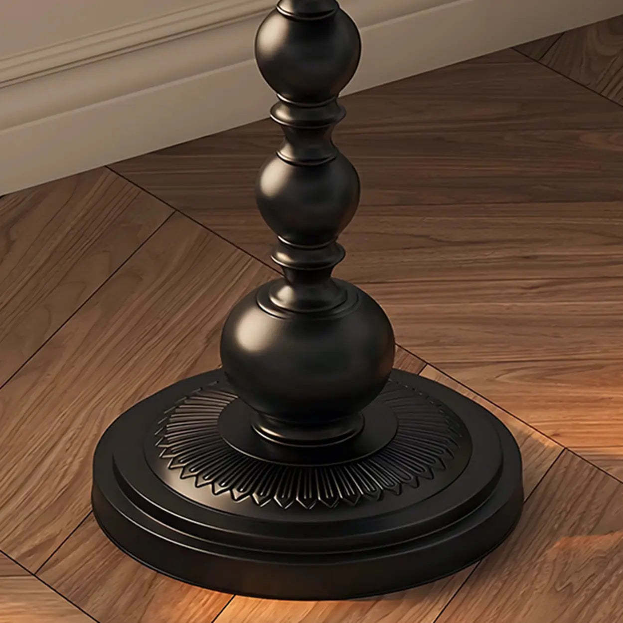 Mid-Century Modern Black Wood Pedestal Side Table — Black-Brown
