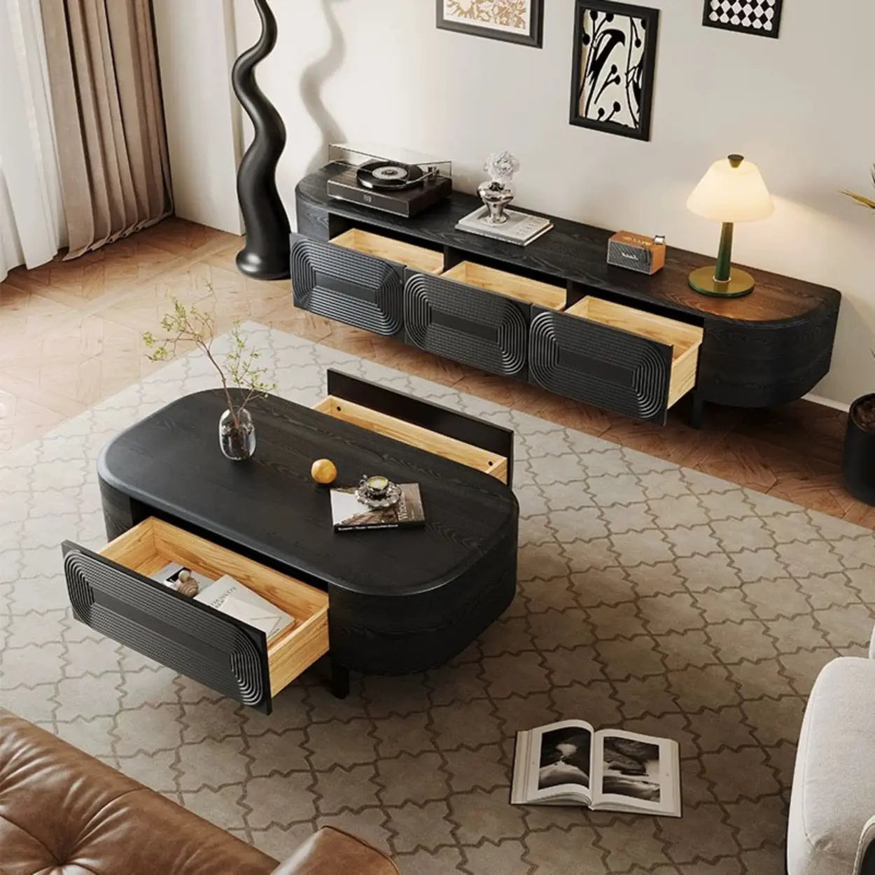 Lighom modern drawers stand wood tv stands