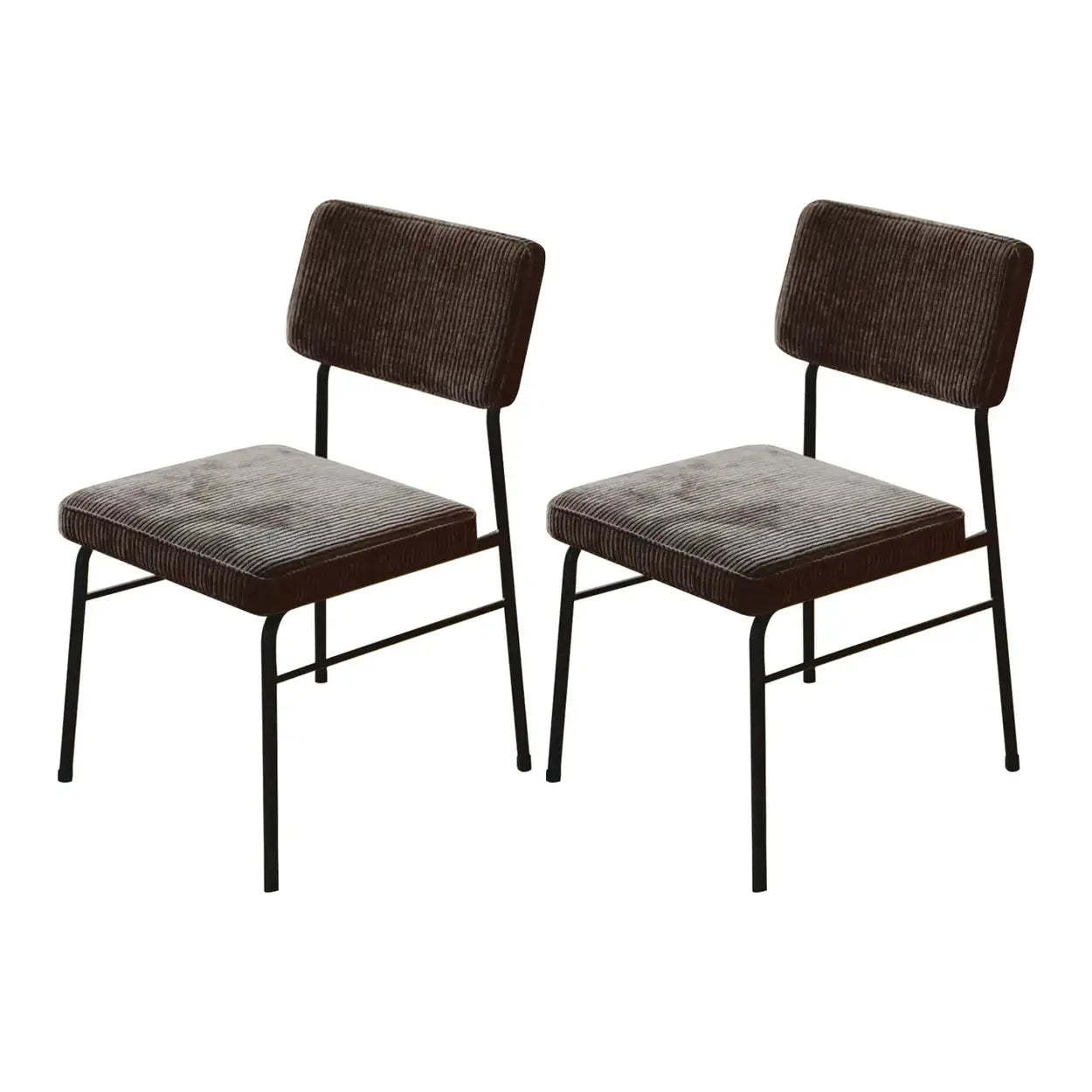 Lighom modern corduroy upholstered brown dining chairs & benches in fabric metal glass