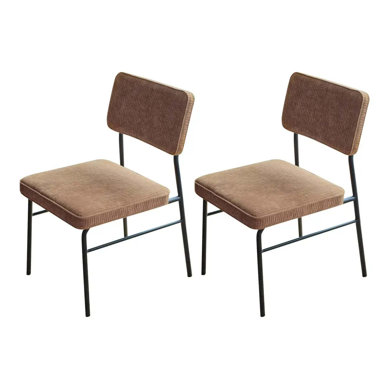 Mid-Century Brown Corduroy Upholstered Dining Chair