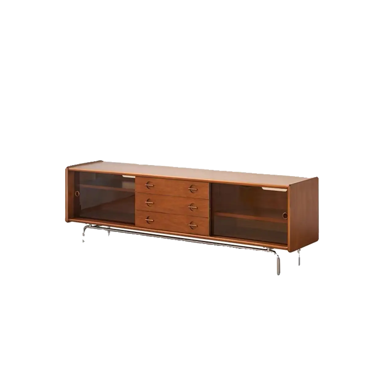 Mid-Century Modern Brown Drawer TV Stand