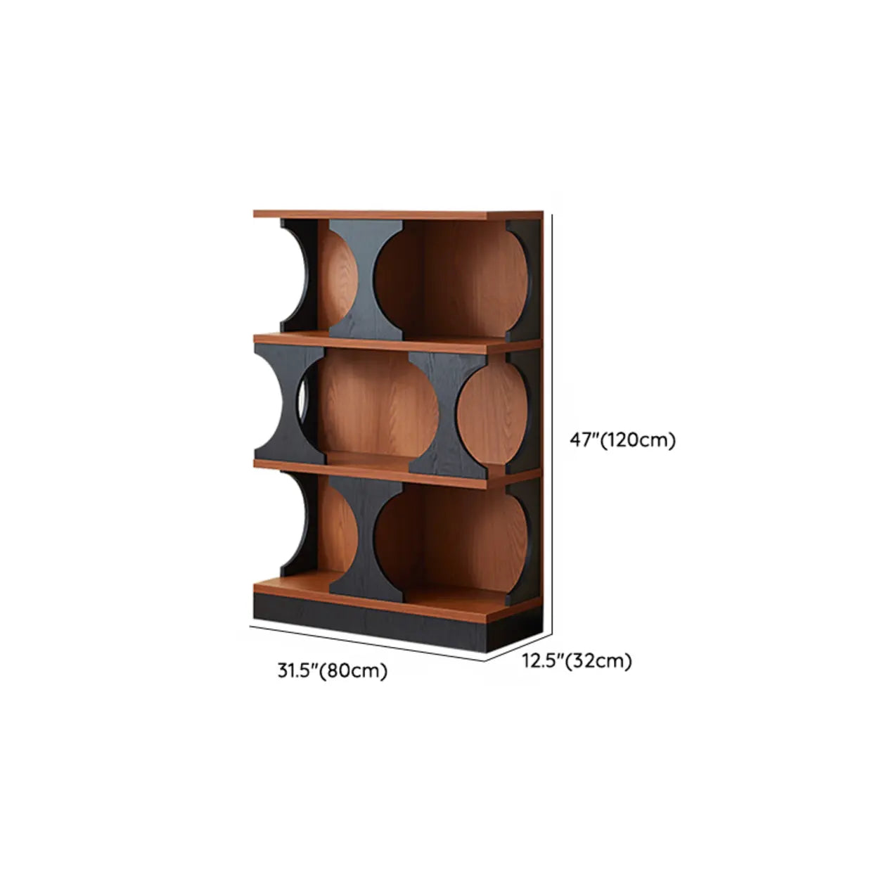 Mid-Century Closed-Back Brown Wood Bookshelf