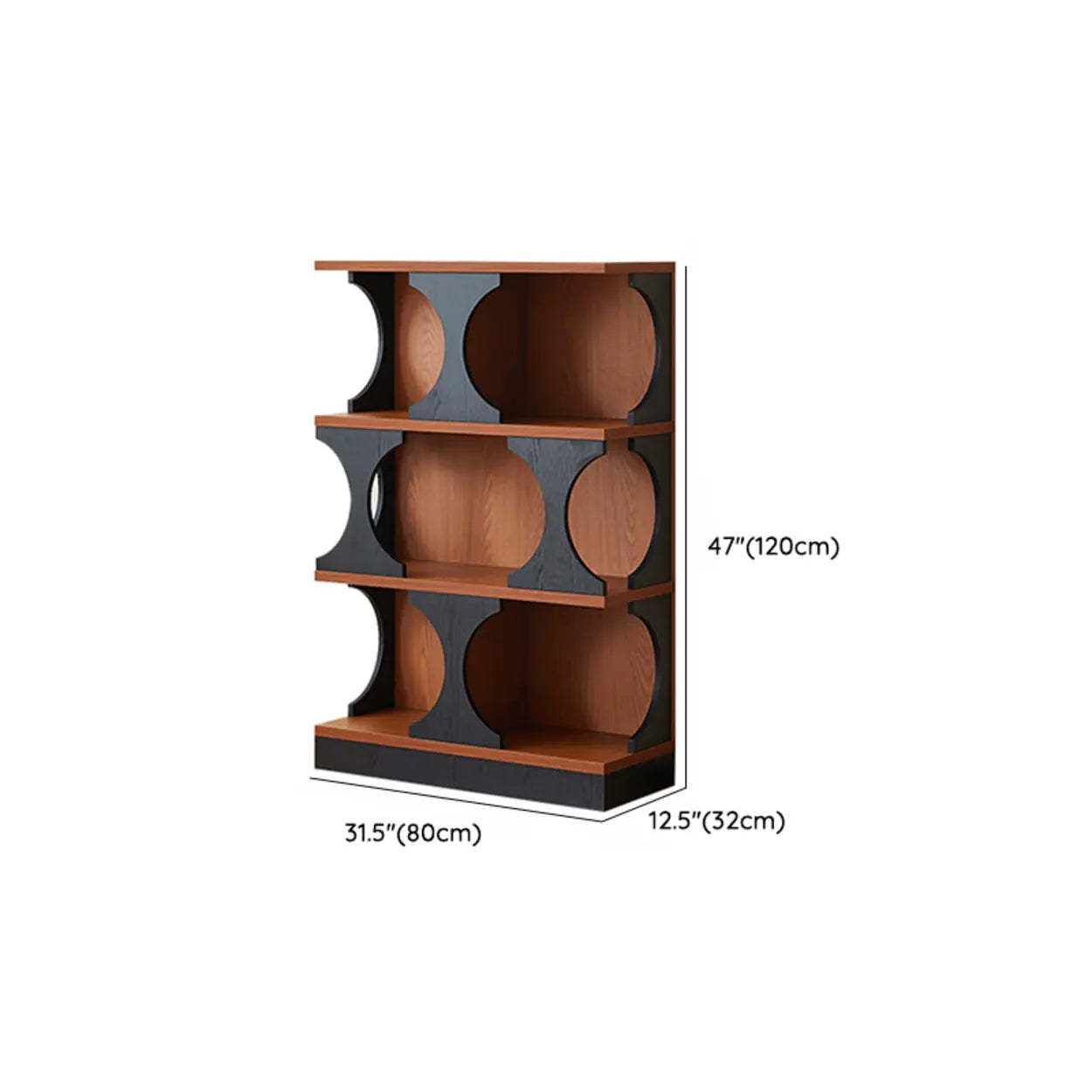 Mid-Century Closed-Back Brown Wood Bookshelf