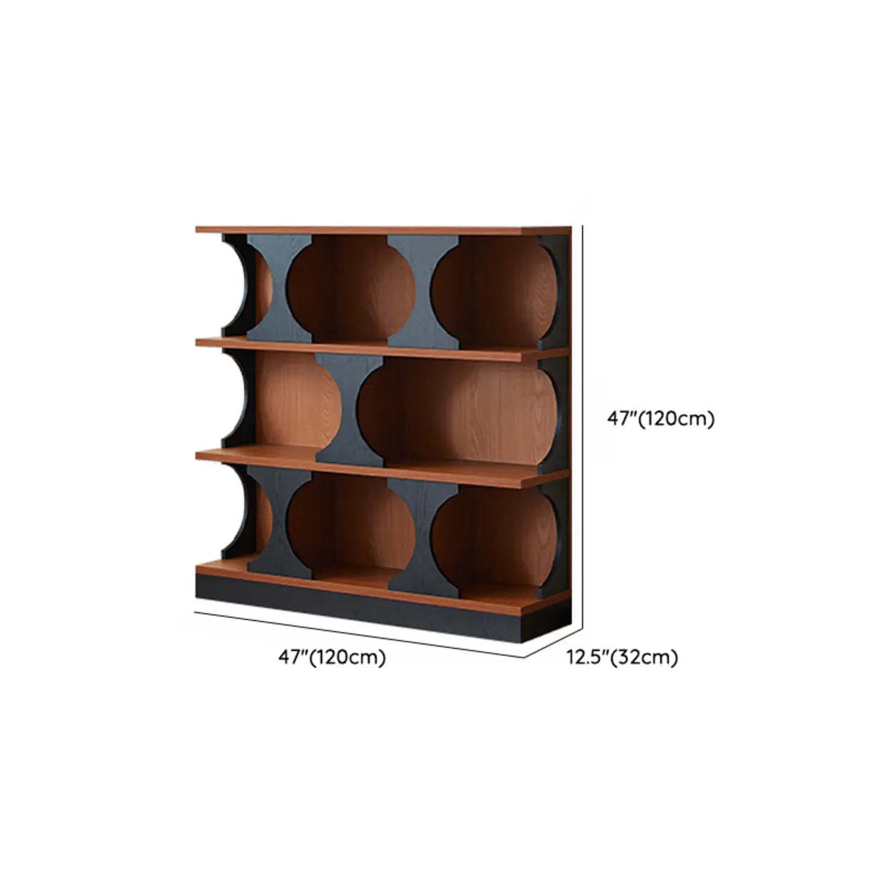 Mid-Century Closed-Back Brown Wood Bookshelf