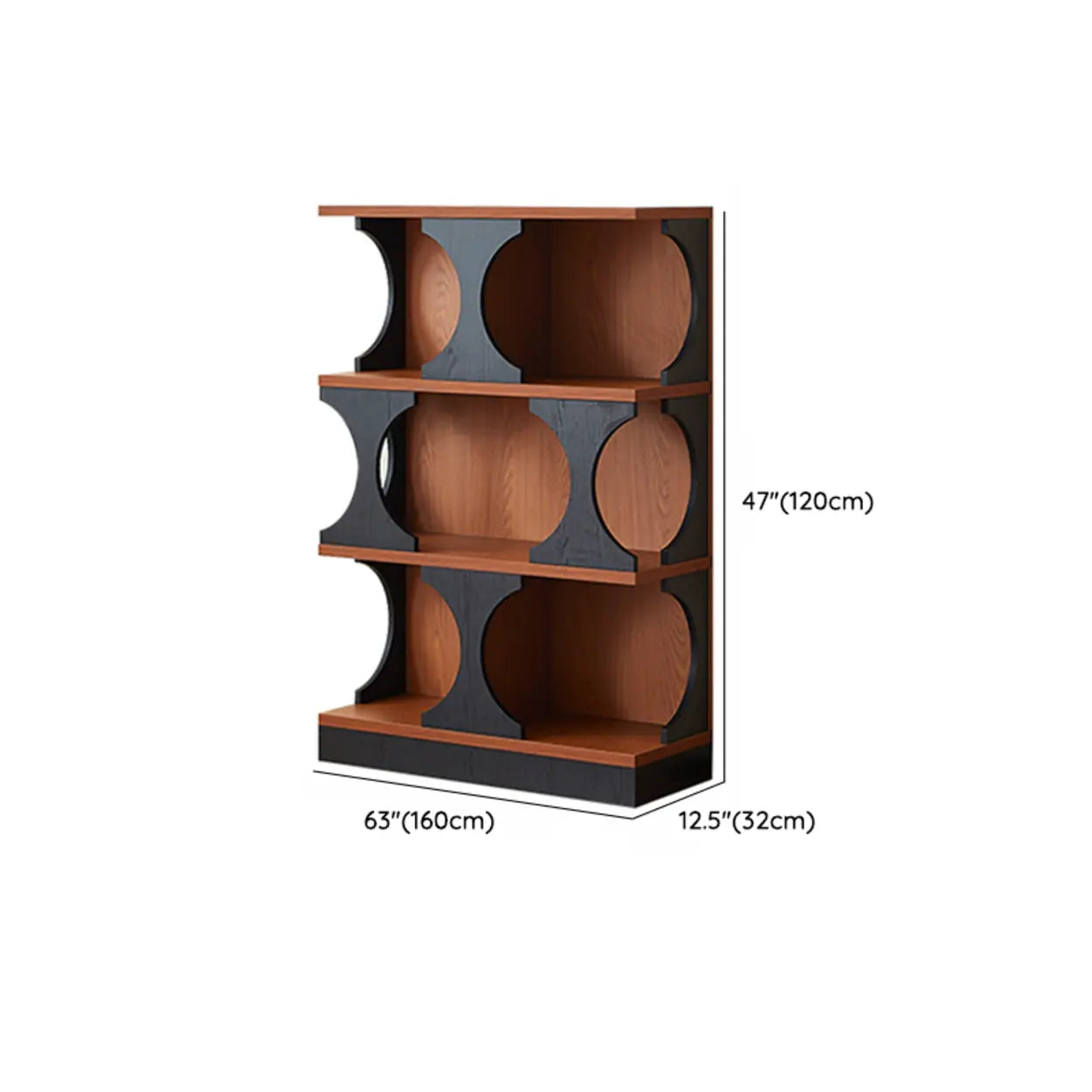 Mid-Century Closed-Back Brown Wood Bookshelf