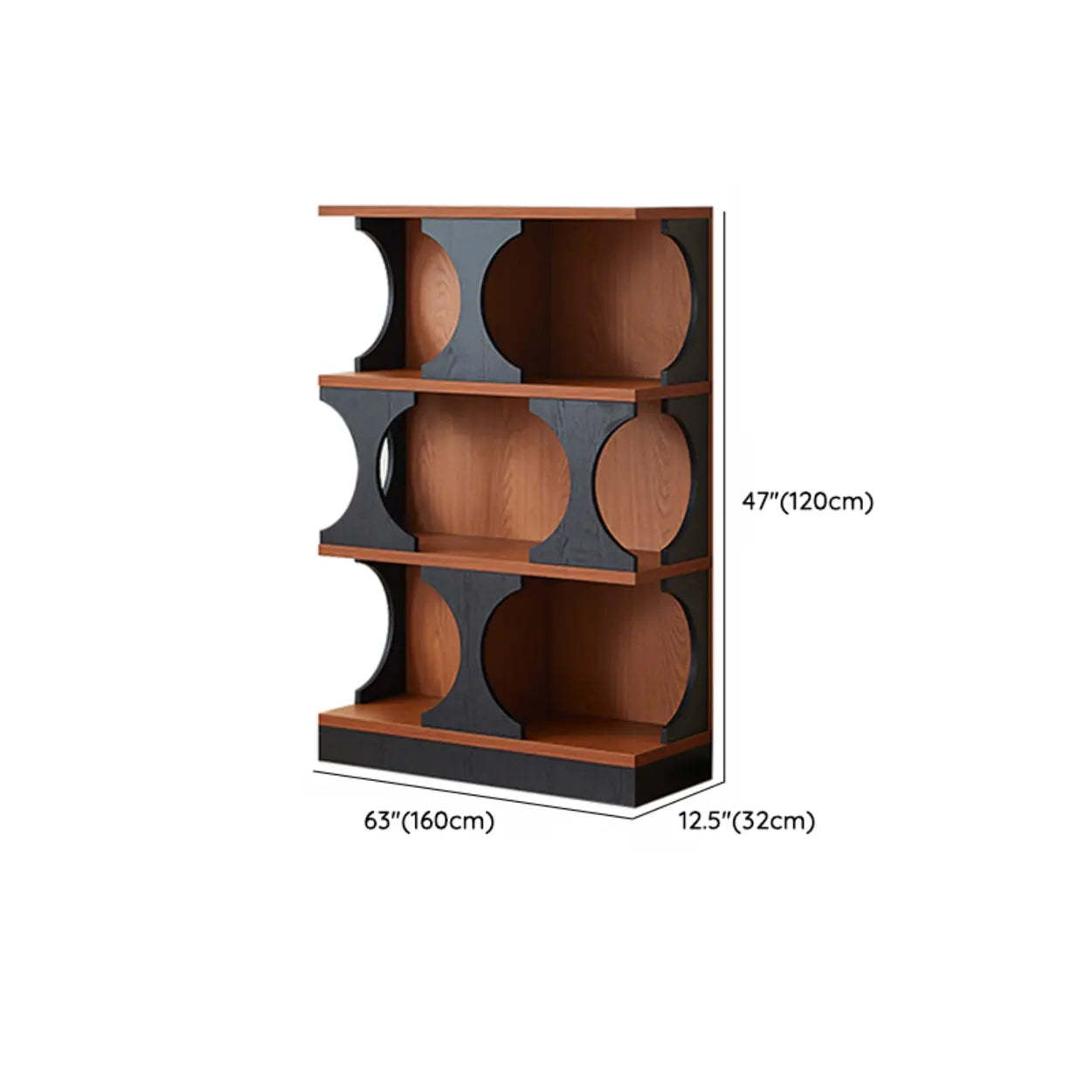 Mid-Century Closed-Back Brown Wood Bookshelf
