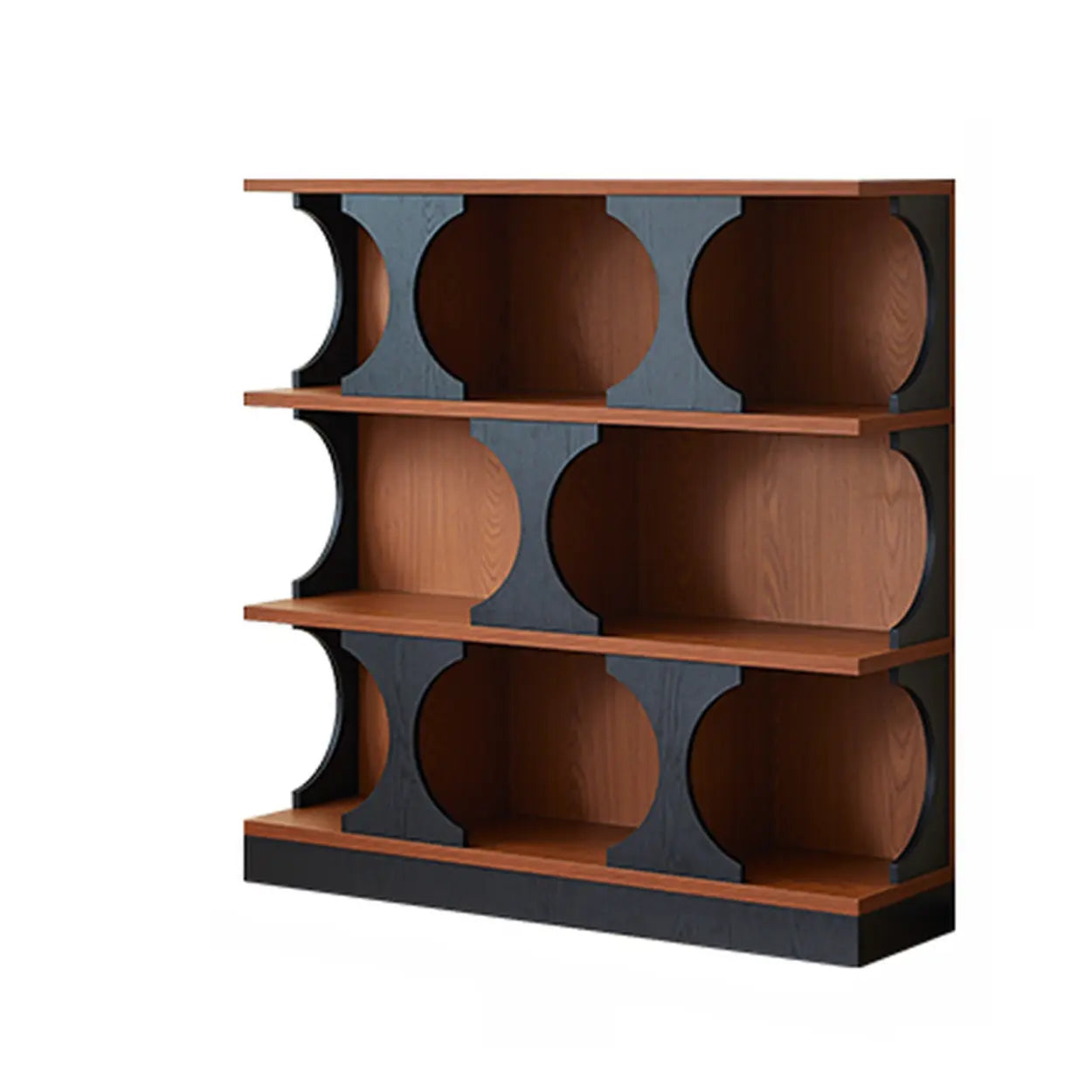Mid-Century Closed-Back Brown Wood Bookshelf