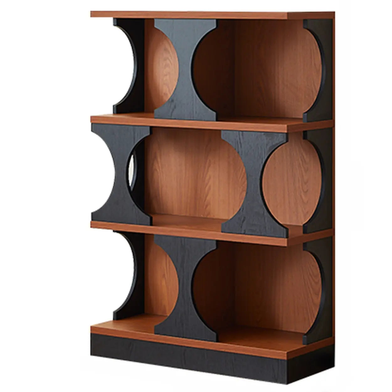 Mid-Century Closed-Back Brown Wood Bookshelf