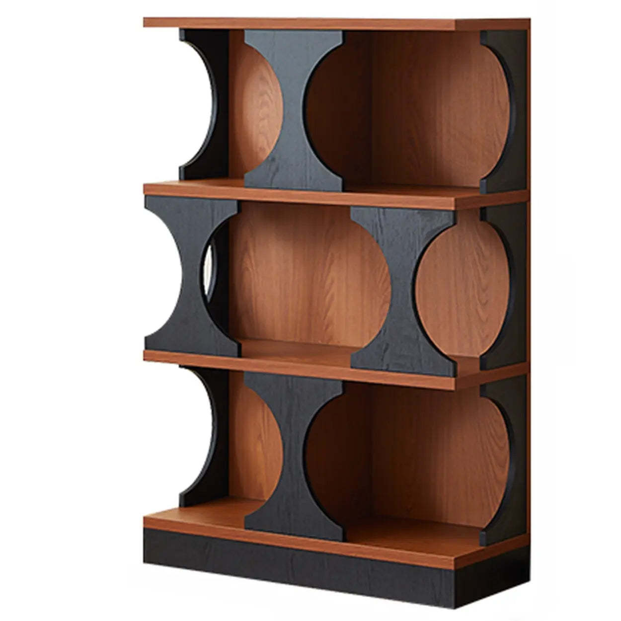 Mid-Century Closed-Back Brown Wood Bookshelf