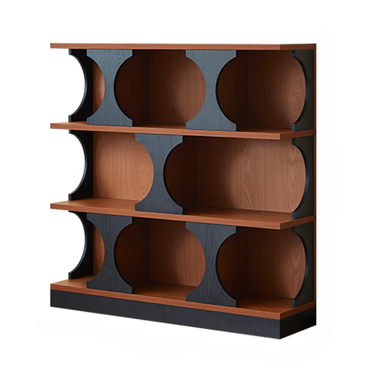 Mid-Century Closed-Back Brown Wood Bookshelf