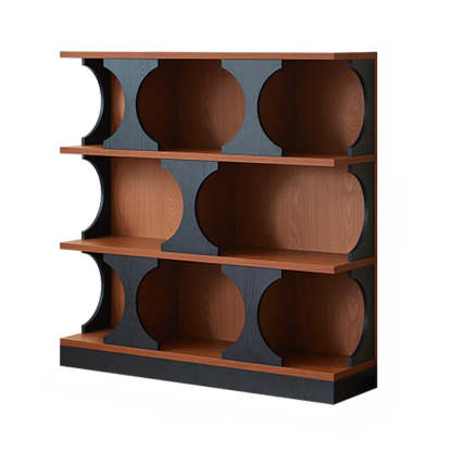 Mid-Century Closed-Back Brown Wood Bookshelf
