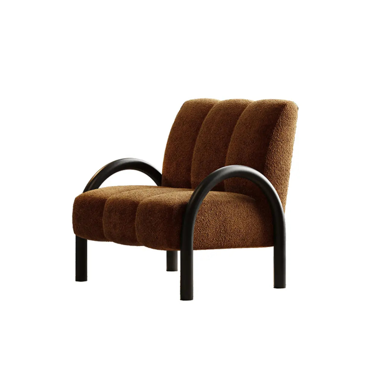 Mid-Century Curved Back Green Chenille Accent Chair — Chenille / Apricot