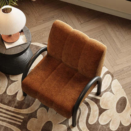 Mid-Century Curved Back Green Chenille Accent Chair