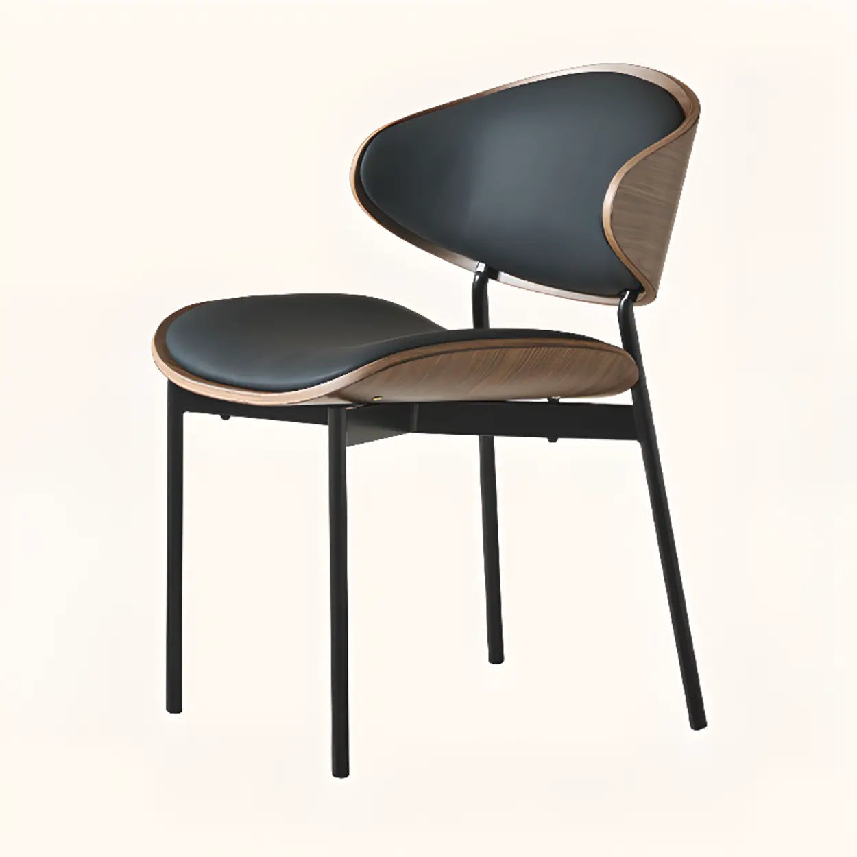Mid-Century Curved Back Upholstered Dining Chair — Orange