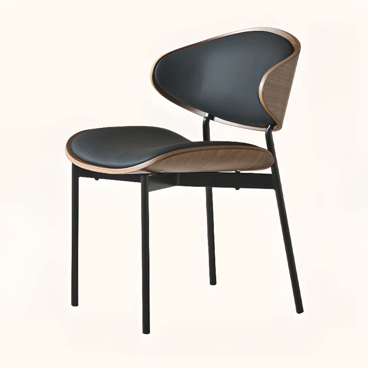 Lighom back upholstered metal office chairs for kitchen — Black