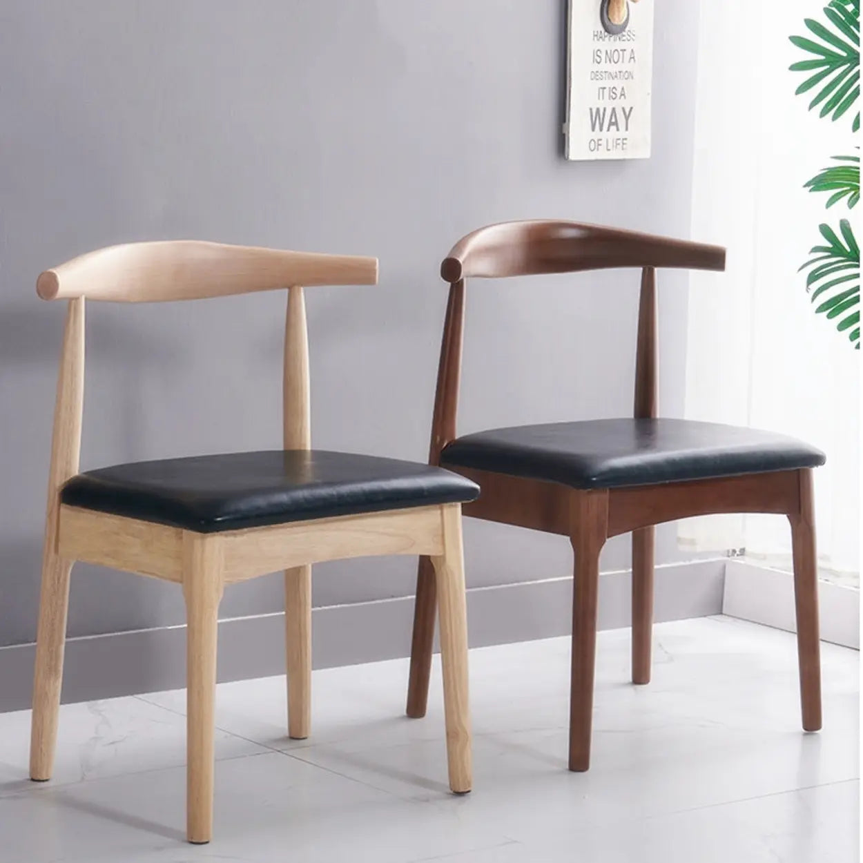 Mid-Century Cushion Wood Curved Back Dining Chair