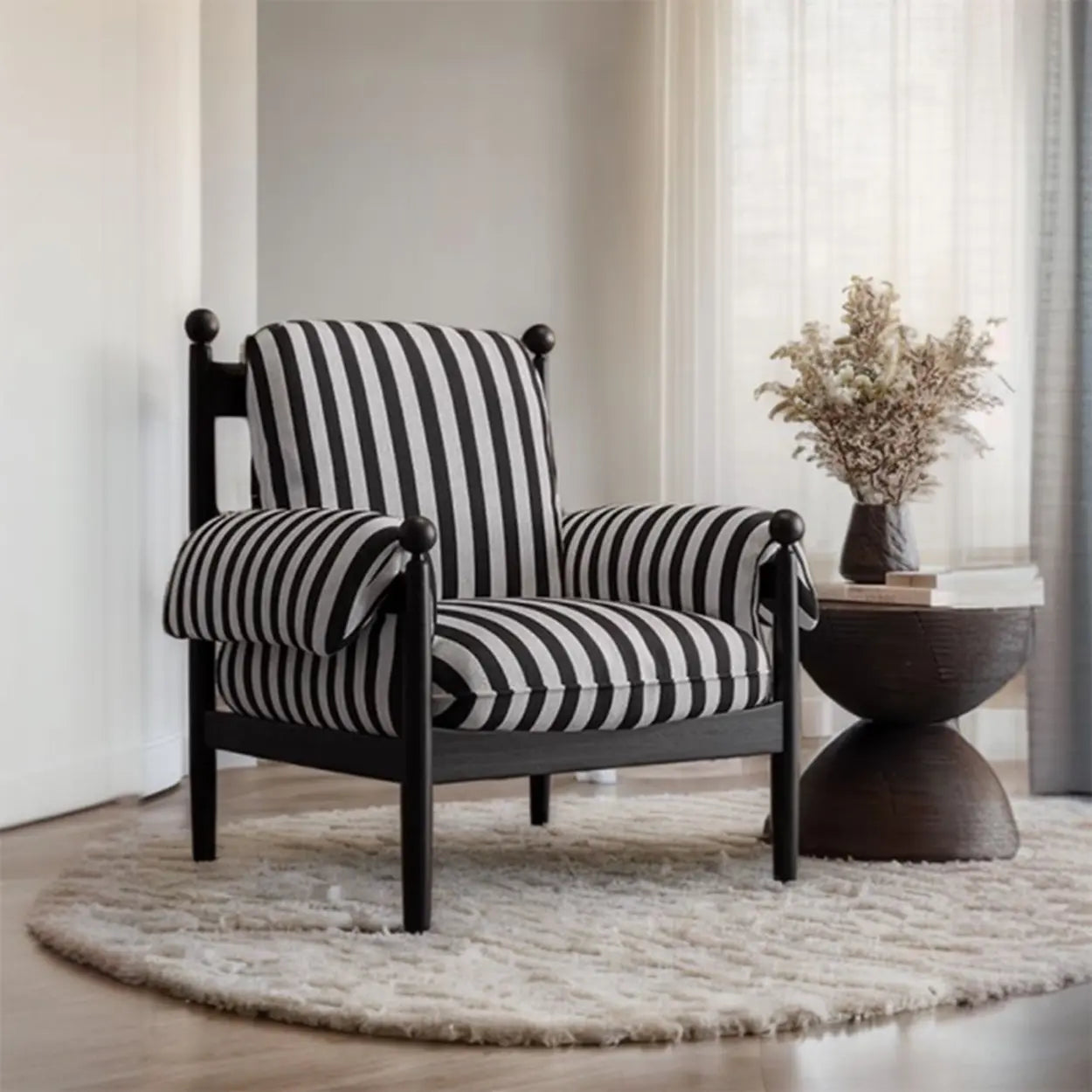 Mid-Century Designer High Back Upholstered Accent Chair