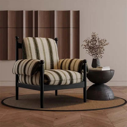 Mid-Century Designer High Back Upholstered Accent Chair — Dark Green