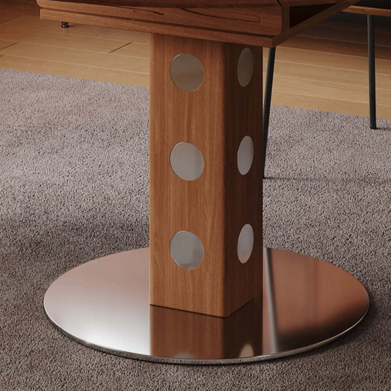 Mid-Century Extendable Round Stone Top Dining Table