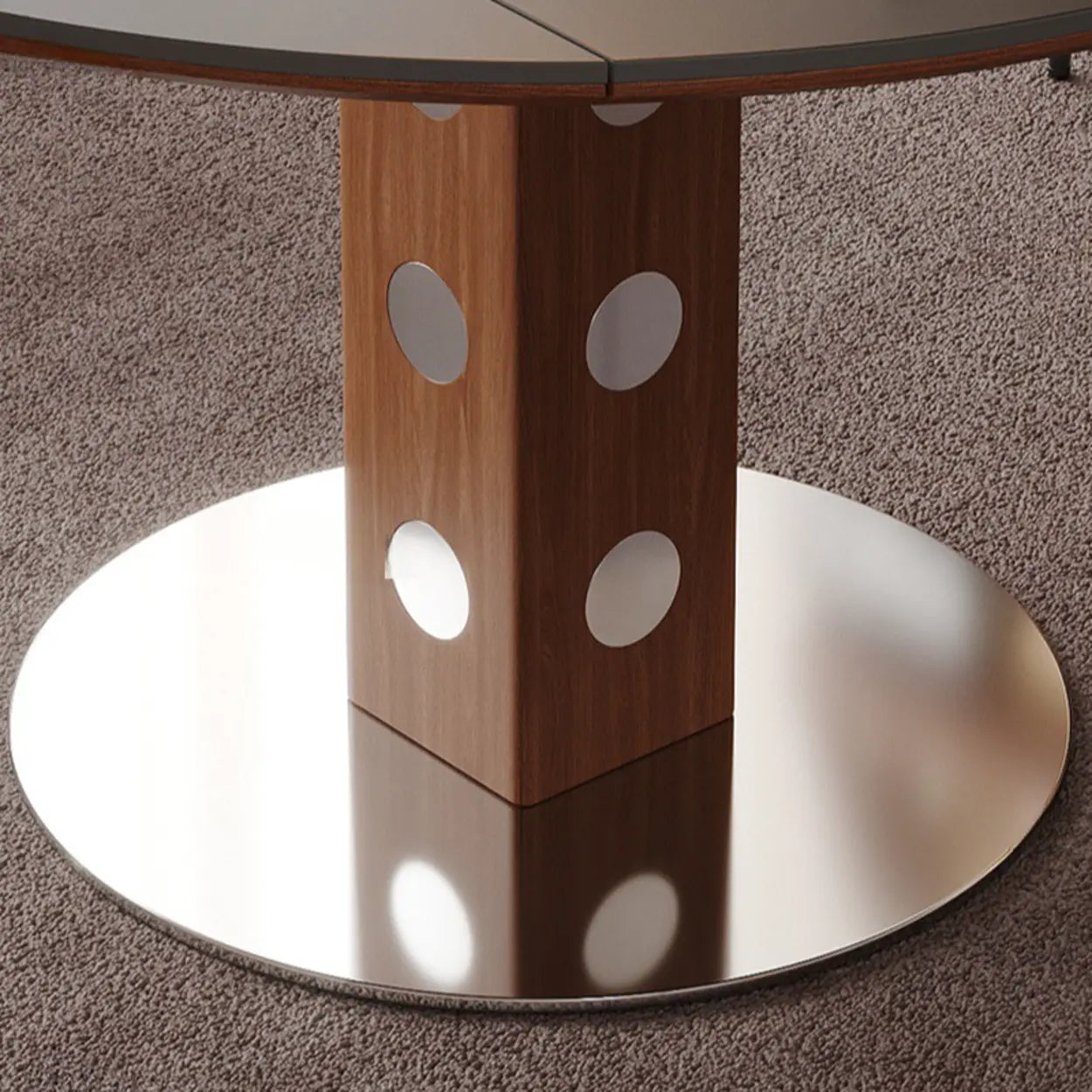 Mid-Century Extendable Round Stone Top Dining Table