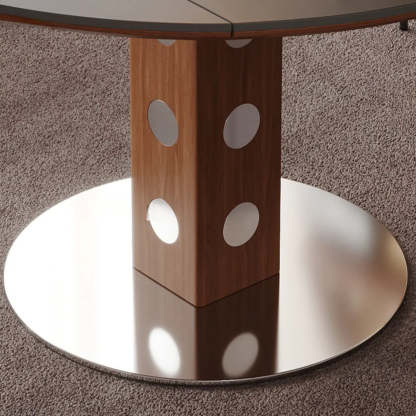 Mid-Century Extendable Round Stone Top Dining Table