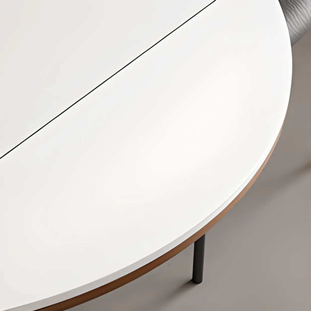 Mid-Century Extendable Round White Stone Dining Table