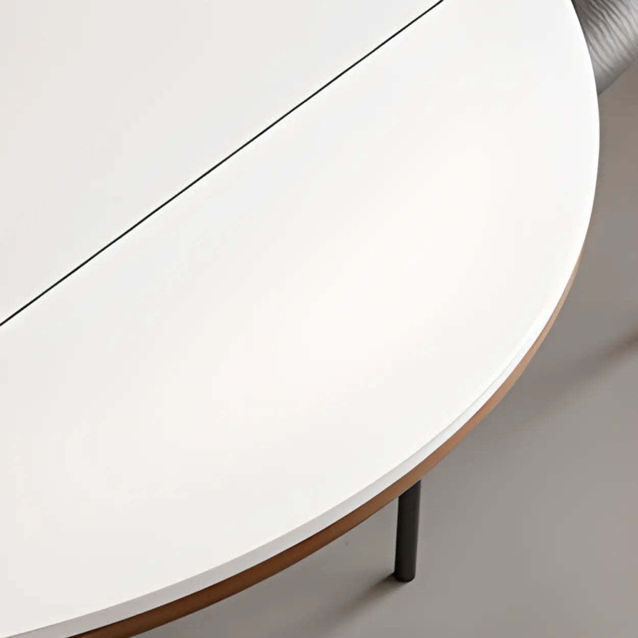 Mid-Century Extendable Round White Stone Dining Table