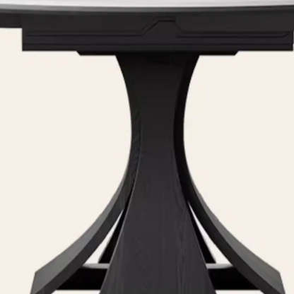 Mid-Century Extendable White Stone Round Dining Table