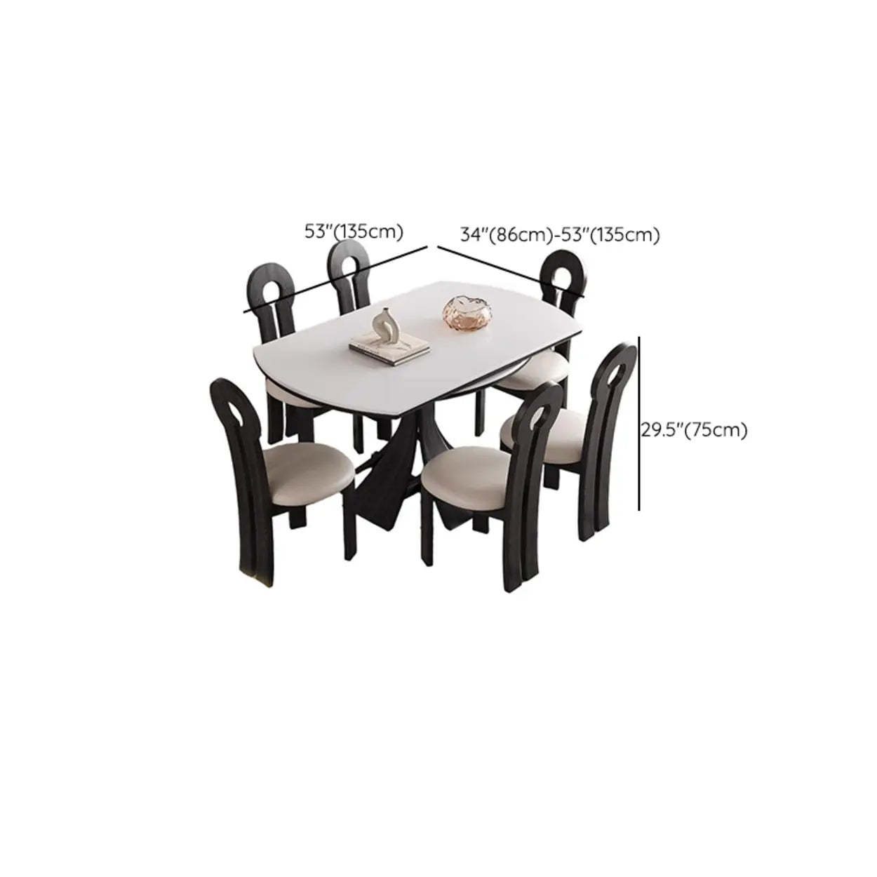Mid-Century Extendable White Stone Round Dining Table