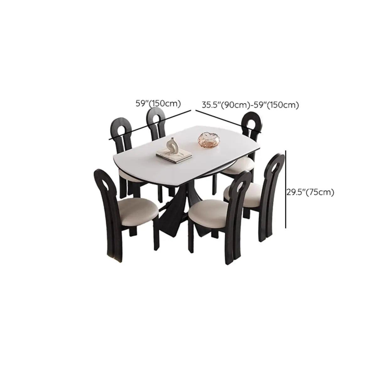 Mid-Century Extendable White Stone Round Dining Table