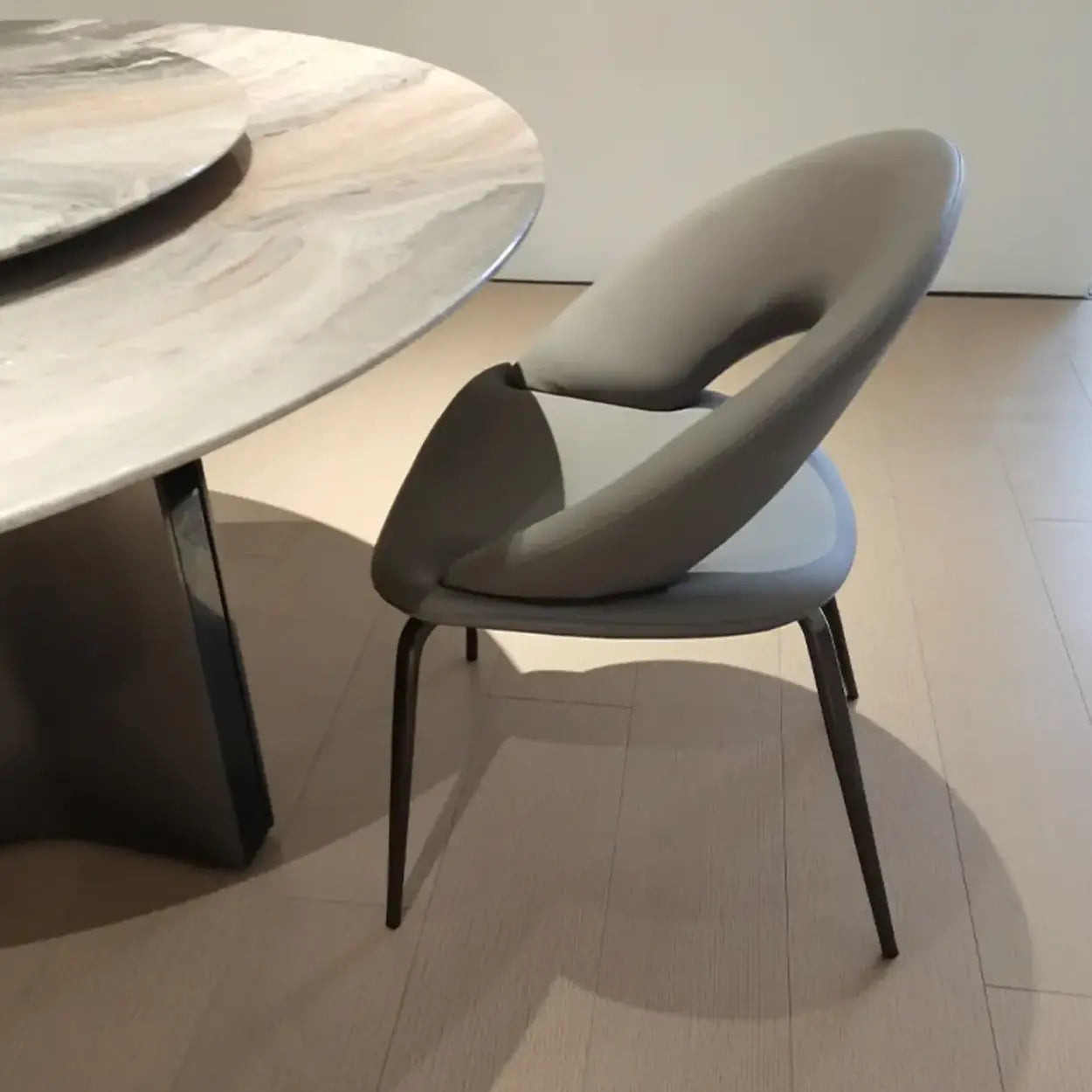 Mid-Century Gray Linen Open Back Dining Chair — White