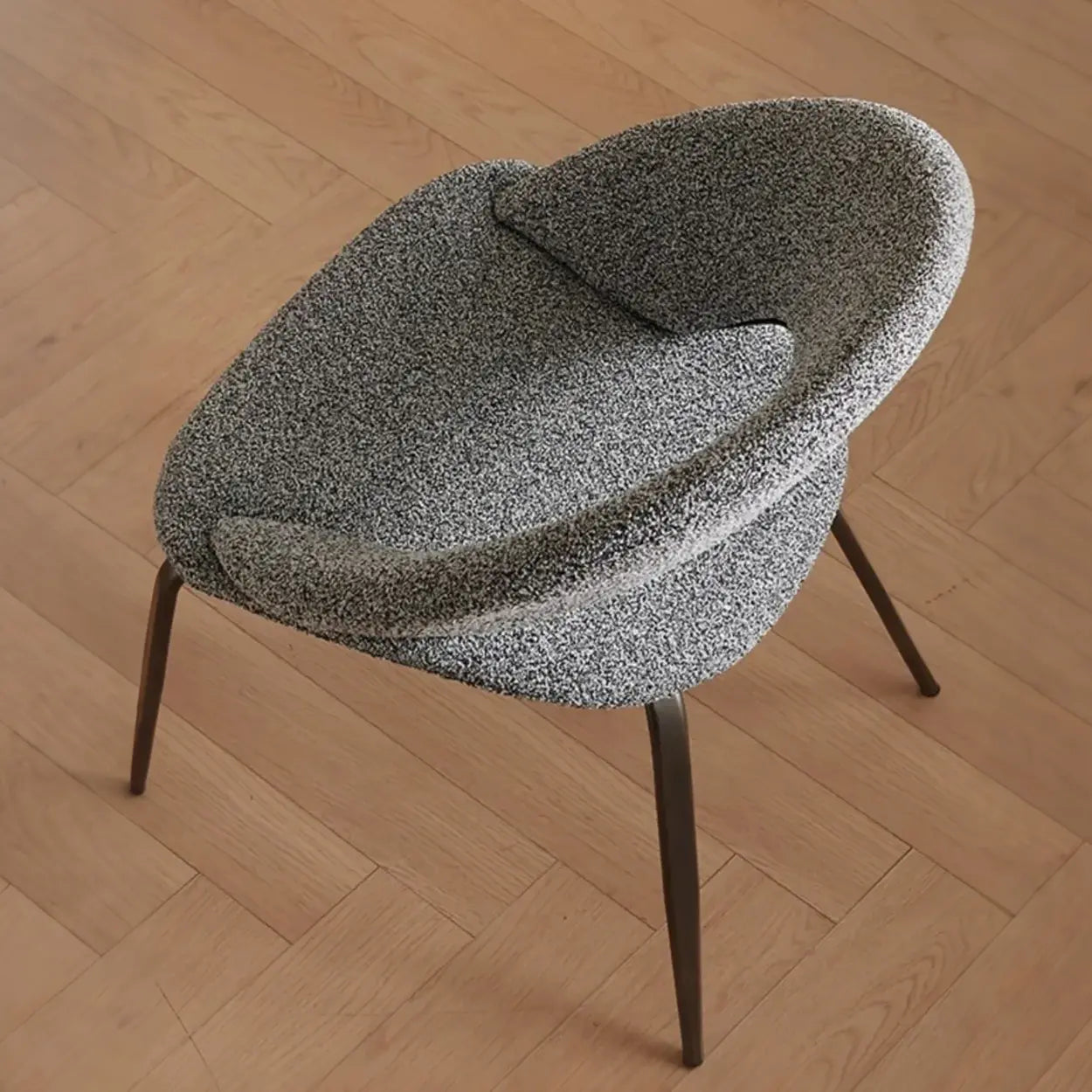 Mid-Century Gray Linen Open Back Dining Chair