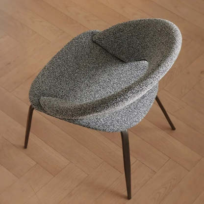Mid-Century Gray Linen Open Back Dining Chair